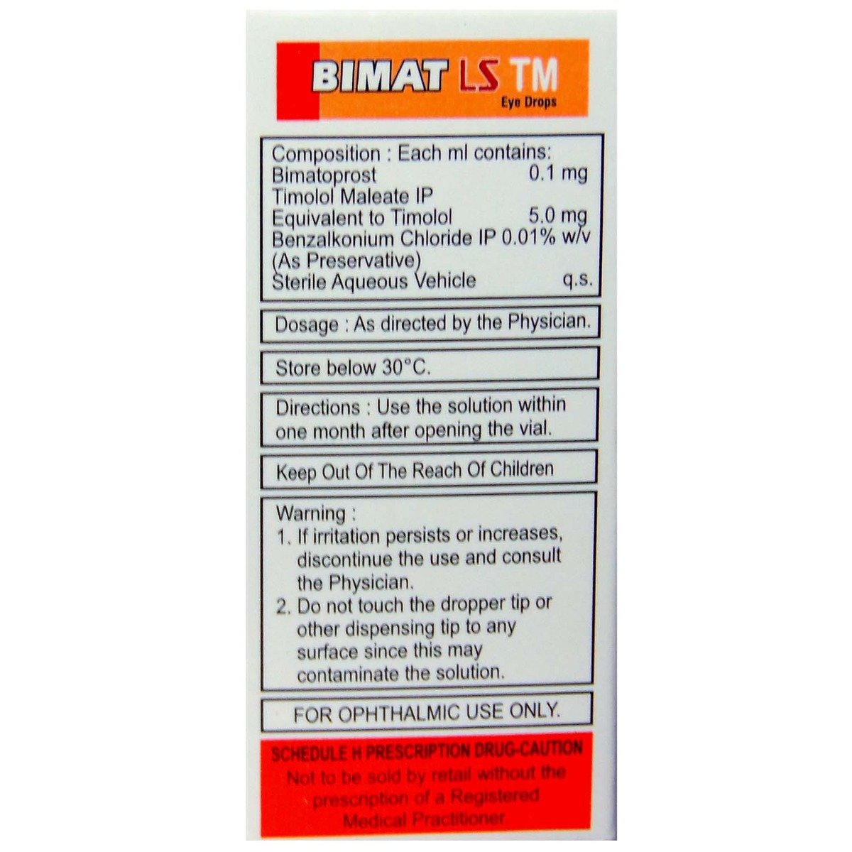 Bimat LS TM Eye Drop 3 ml, Pack of 1 Bimat LS TM Eye Drop 3 ml, Pack of 1