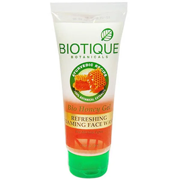 Biotique Bio Honey Gel Refreshing Foaming Face Wash 50 gm | Honey | Deep Face Cleansing | For Fresh &amp; Glowing Skin | 100% Botanical Extract | For All Skin Type, Pack of 1