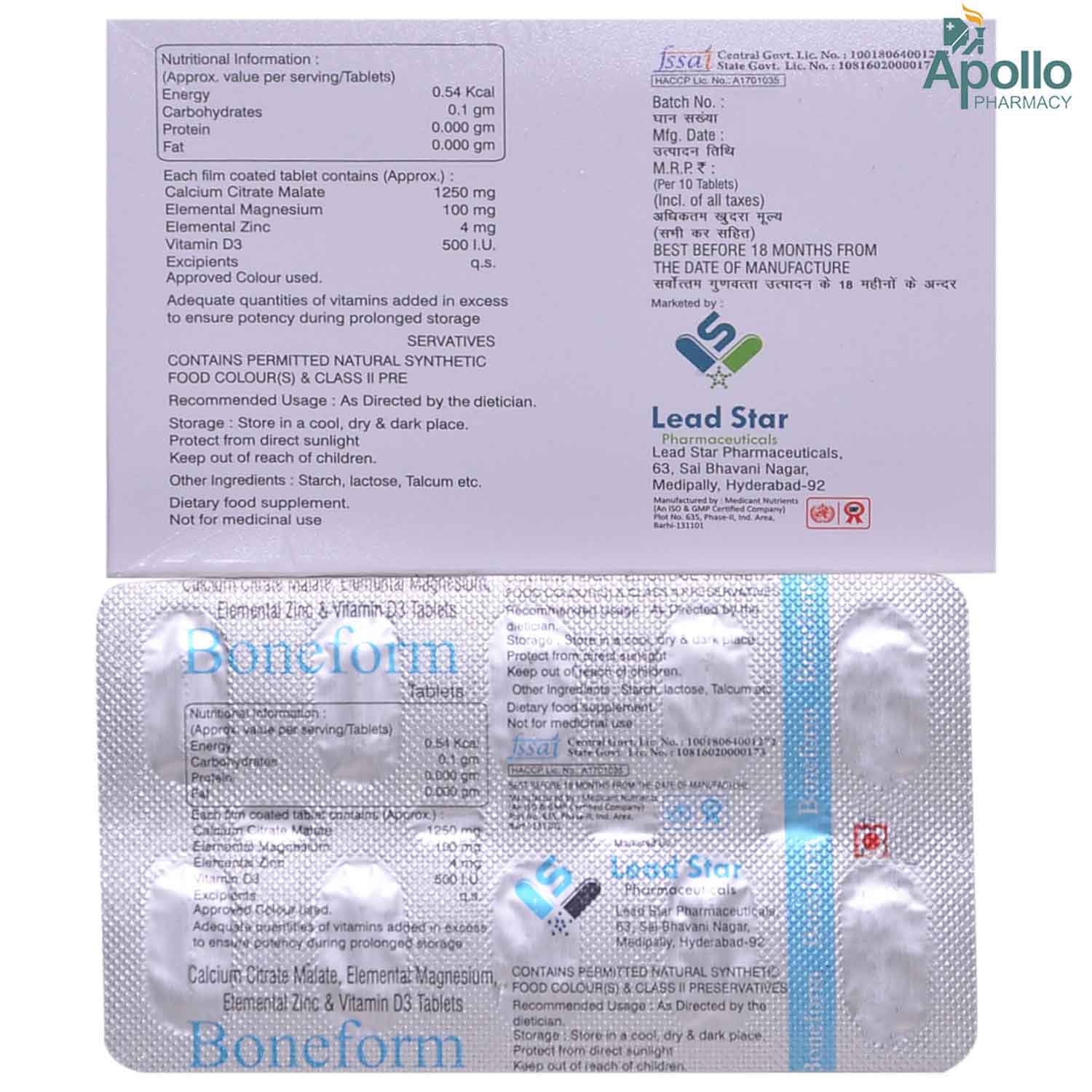 Boneform Tablet 10's, Pack of 10 Boneform Tablet 10's, Pack of 10