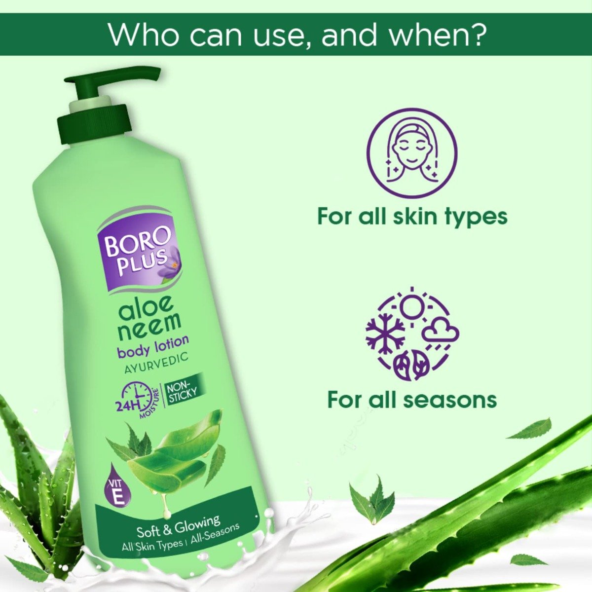 Boroplus Aloe Neem Body Lotion 400 ml | Aloe Vera & Neem | Long Lasting 24 Hr Moisturization | Gives Hydrated, Soft & Glowing Skin | Non Sticky, Non Greasy & Lightweight Formula | Ideal For Summer & Tropical Climates | For All Skin Type, Pack of 1 Boroplus Aloe Neem Body Lotion 400 ml | Aloe Vera & Neem | Long Lasting 24 Hr Moisturization | Gives Hydrated, Soft & Glowing Skin | Non Sticky, Non Greasy & Lightweight Formula | Ideal For Summer & Tropical Climates | For All Skin Type, Pack of 1