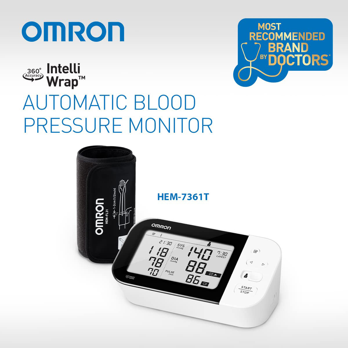 Omron Hem 7361T Bluetooth Digital Blood Pressure Monitor with Afib Indicator, 1 Count, Pack of 1 Omron Hem 7361T Bluetooth Digital Blood Pressure Monitor with Afib Indicator, 1 Count, Pack of 1