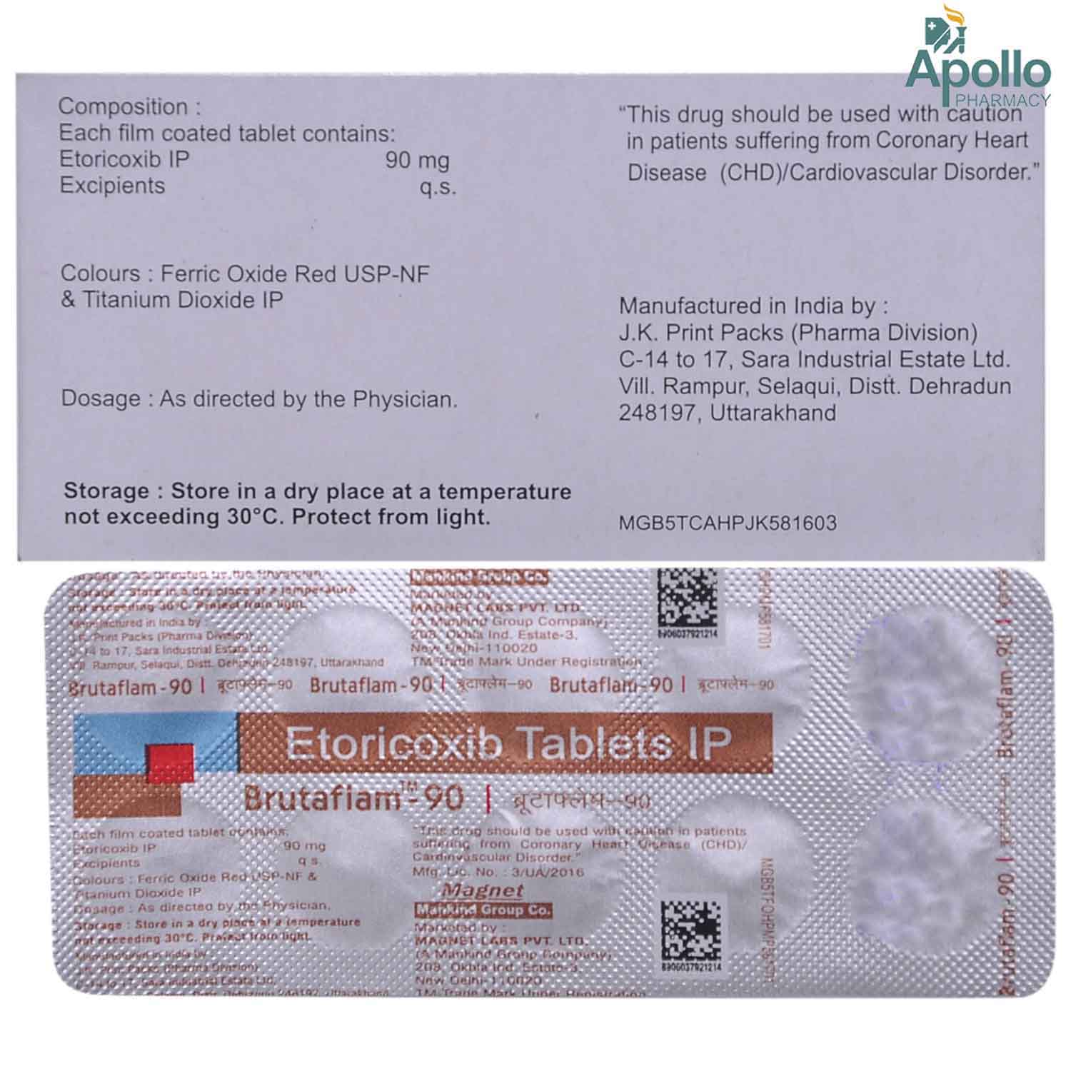 Brutaflam 90 Tablet 10's, Pack of 10 TABLETS Brutaflam 90 Tablet 10's, Pack of 10 TABLETS