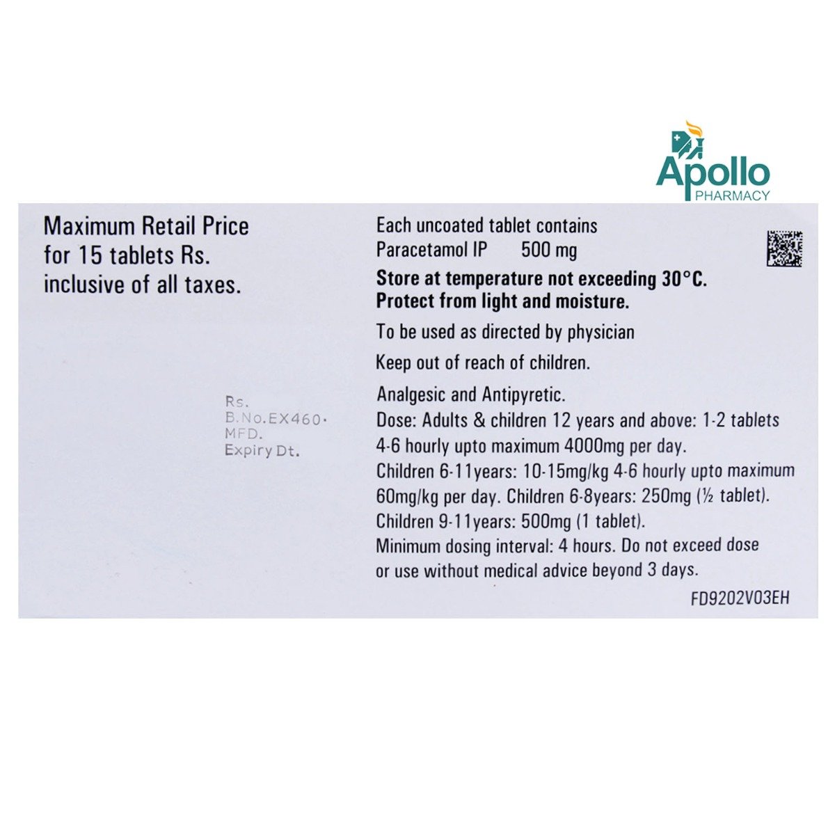 Calpol 500 mg Tablet 15's, Pack of 15 TABLETS Calpol 500 mg Tablet 15's, Pack of 15 TABLETS