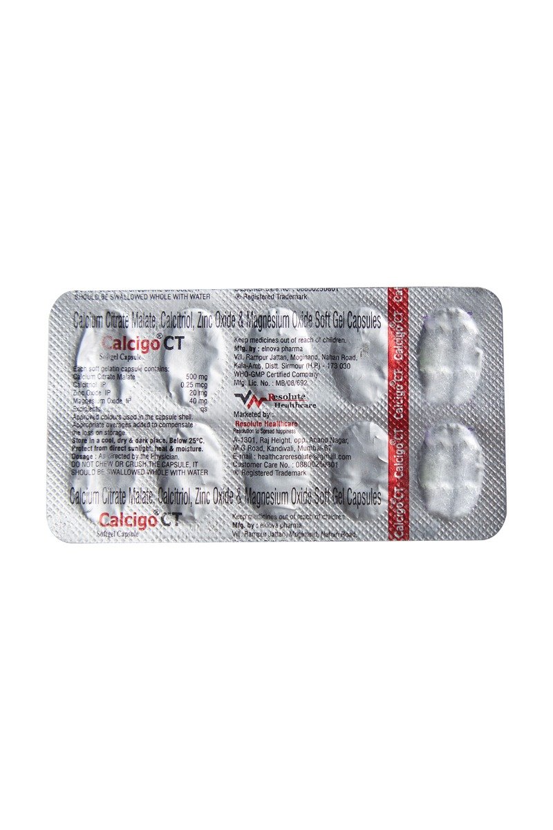 Calcigo Ct 1000Mg Tablet, Pack of 10 TabletS Calcigo Ct 1000Mg Tablet, Pack of 10 TabletS