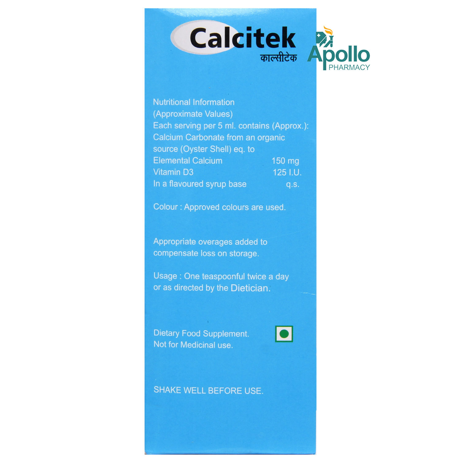 Calcitek Suspension 200 ml, Pack of 1 SUSPENSION Calcitek Suspension 200 ml, Pack of 1 SUSPENSION
