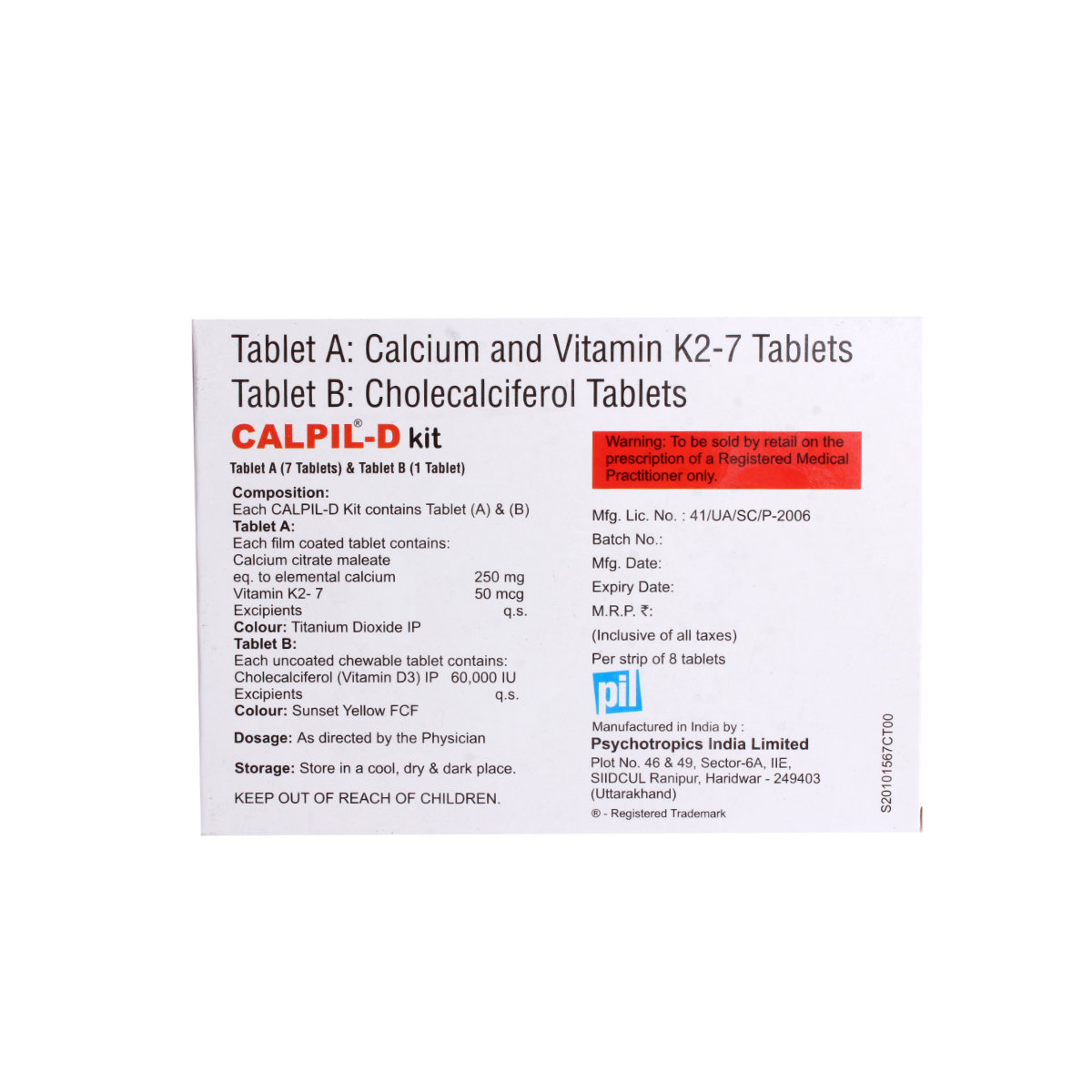 Calpil-D Tablet Kit 8's, Pack of 1 Calpil-D Tablet Kit 8's, Pack of 1