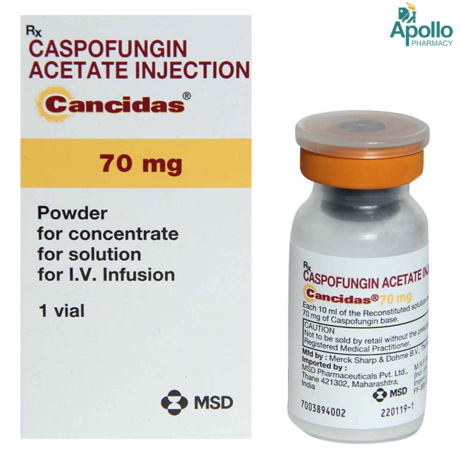 Cancidas 70 Injection 10 ml, Pack of 1 INJECTION Cancidas 70 Injection 10 ml, Pack of 1 INJECTION