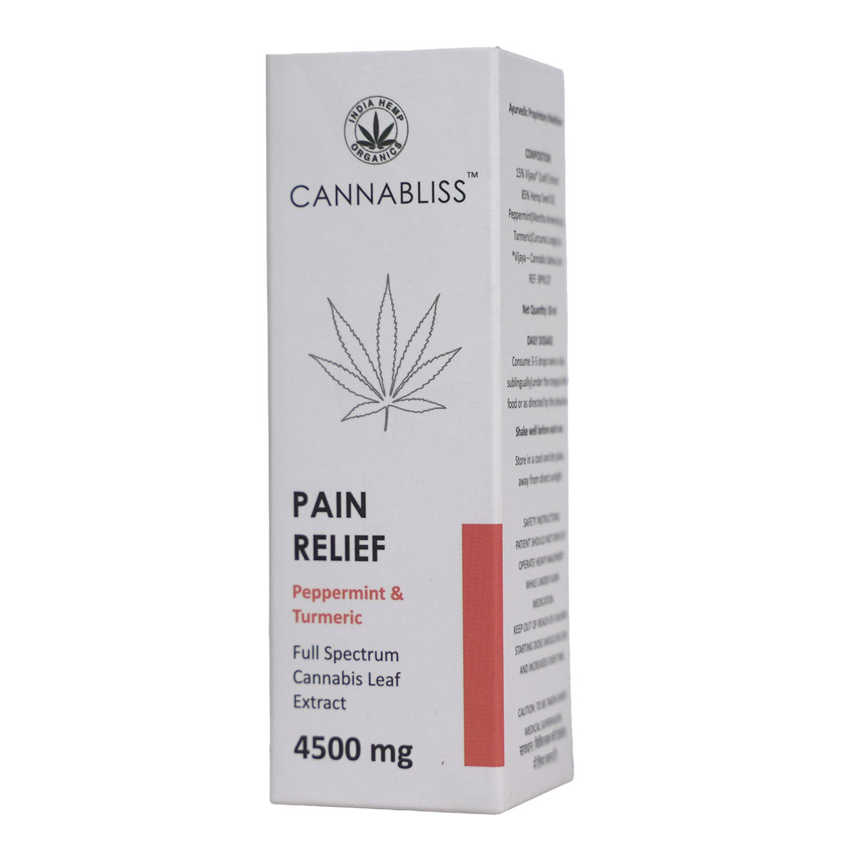 Cannabliss Pain Relief 4500mg Oil, 30 ml | Peppermint & Turmeric, Pack of 1 Cannabliss Pain Relief 4500mg Oil, 30 ml | Peppermint & Turmeric, Pack of 1