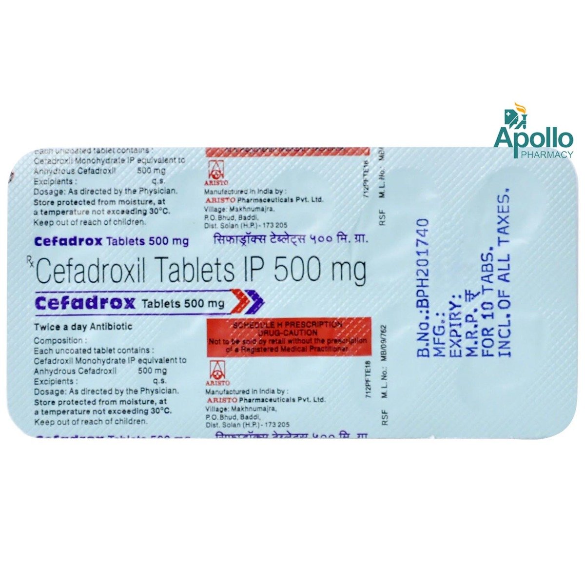 Cefadrox 500 mg Tablet 10's, Pack of 10 TABLETS Cefadrox 500 mg Tablet 10's, Pack of 10 TABLETS