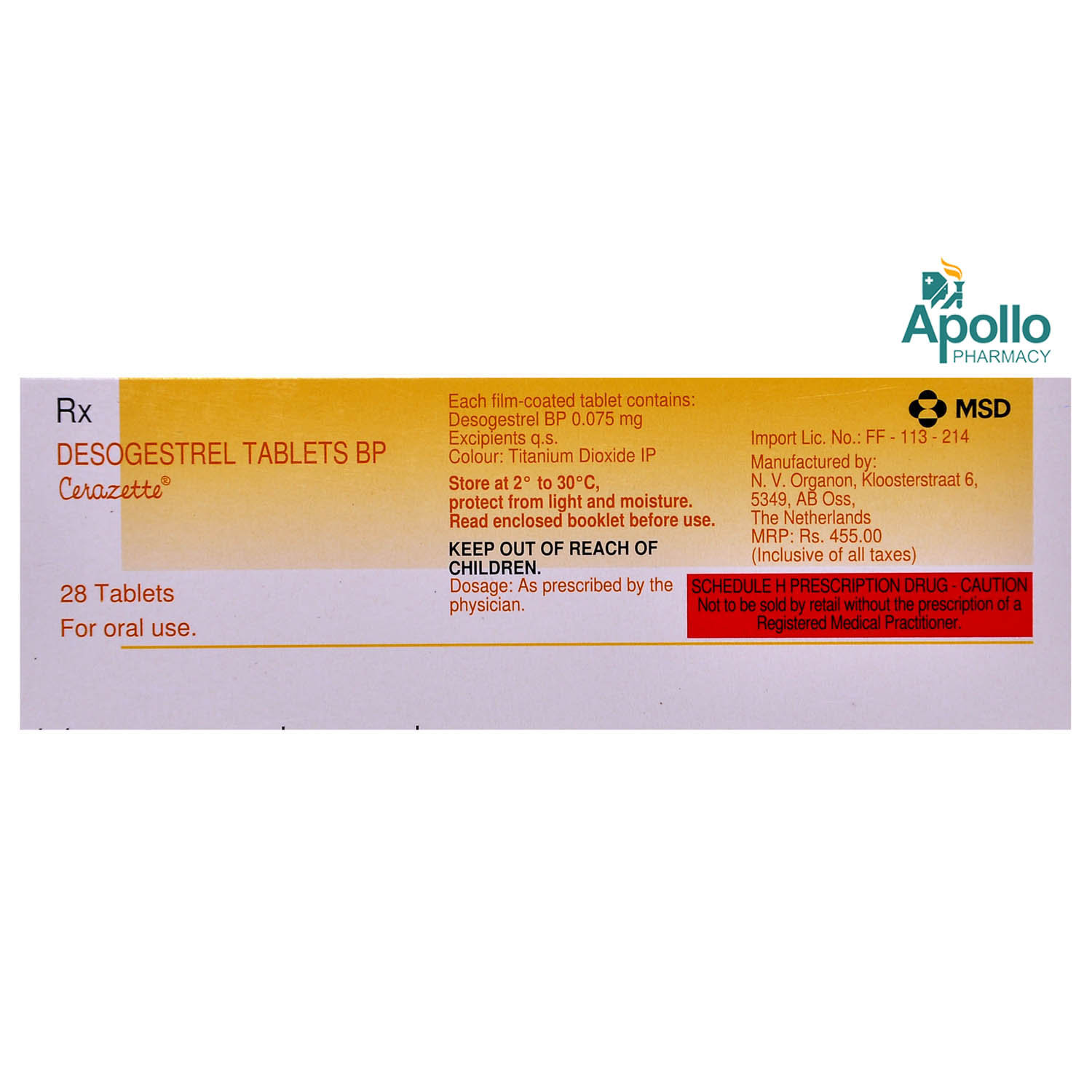 Cerazette Tablet 28's, Pack of 1 TABLET Cerazette Tablet 28's, Pack of 1 TABLET