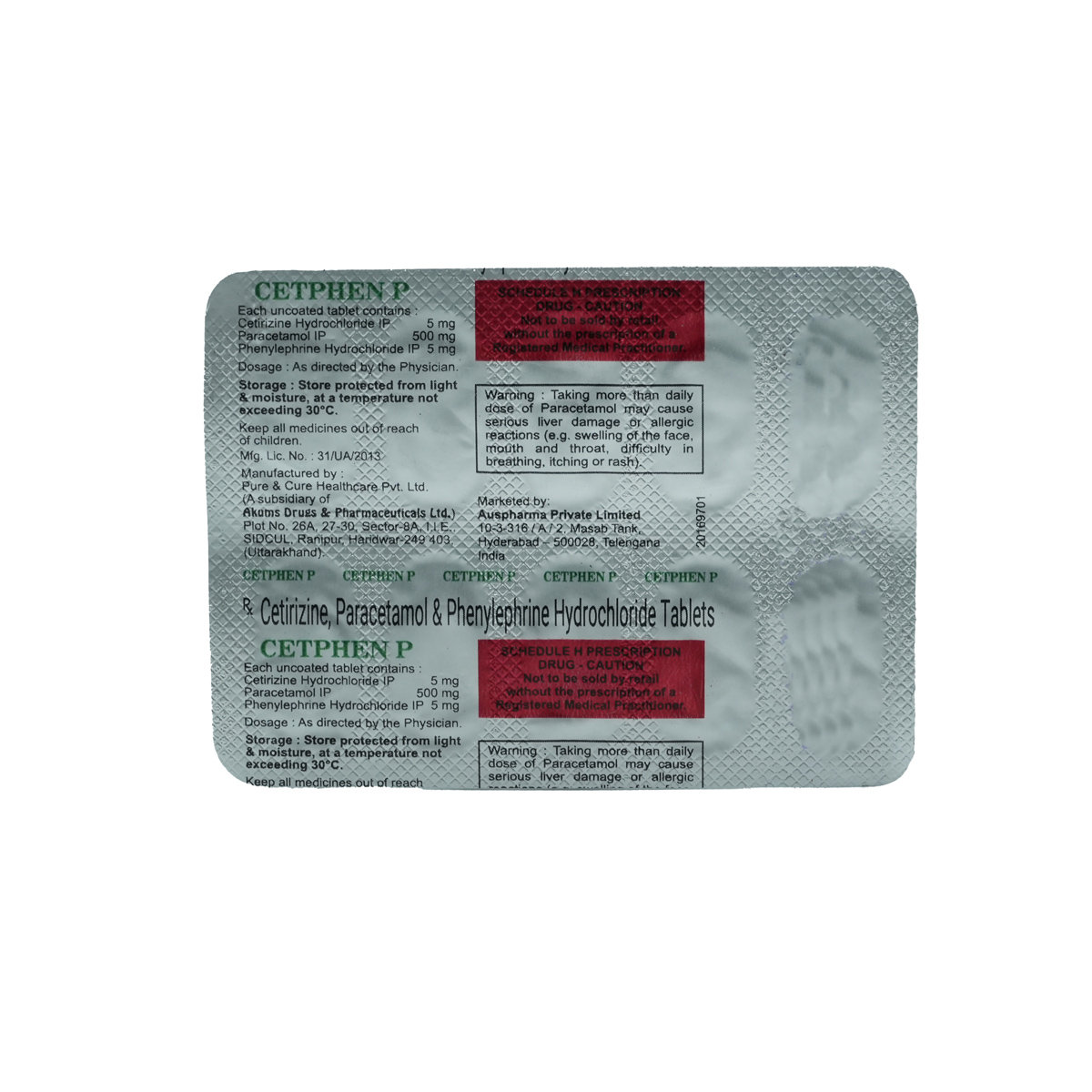 Cetphen P 5/500/5 mg Tablet 10's, Pack of 10 Cetphen P 5/500/5 mg Tablet 10's, Pack of 10