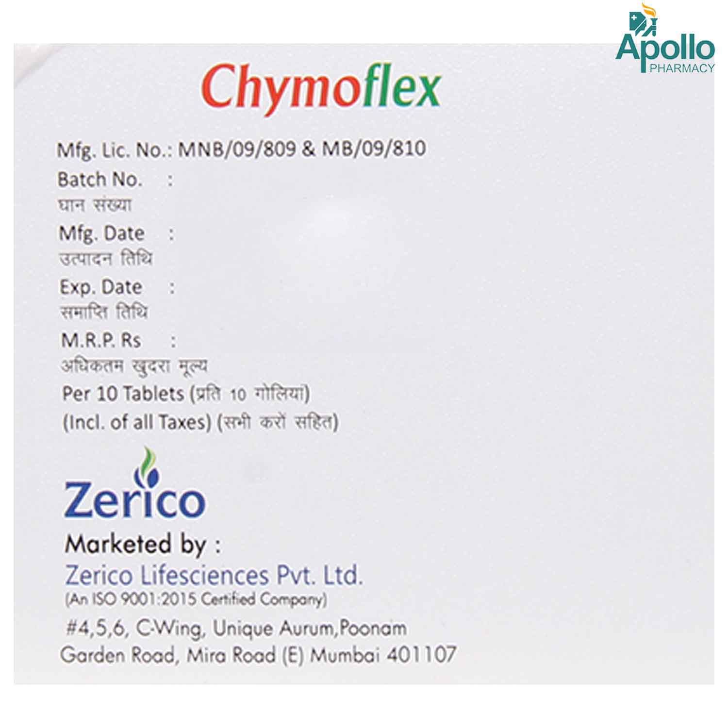 Buy CHYMOFLEX TABLET 10'S Online