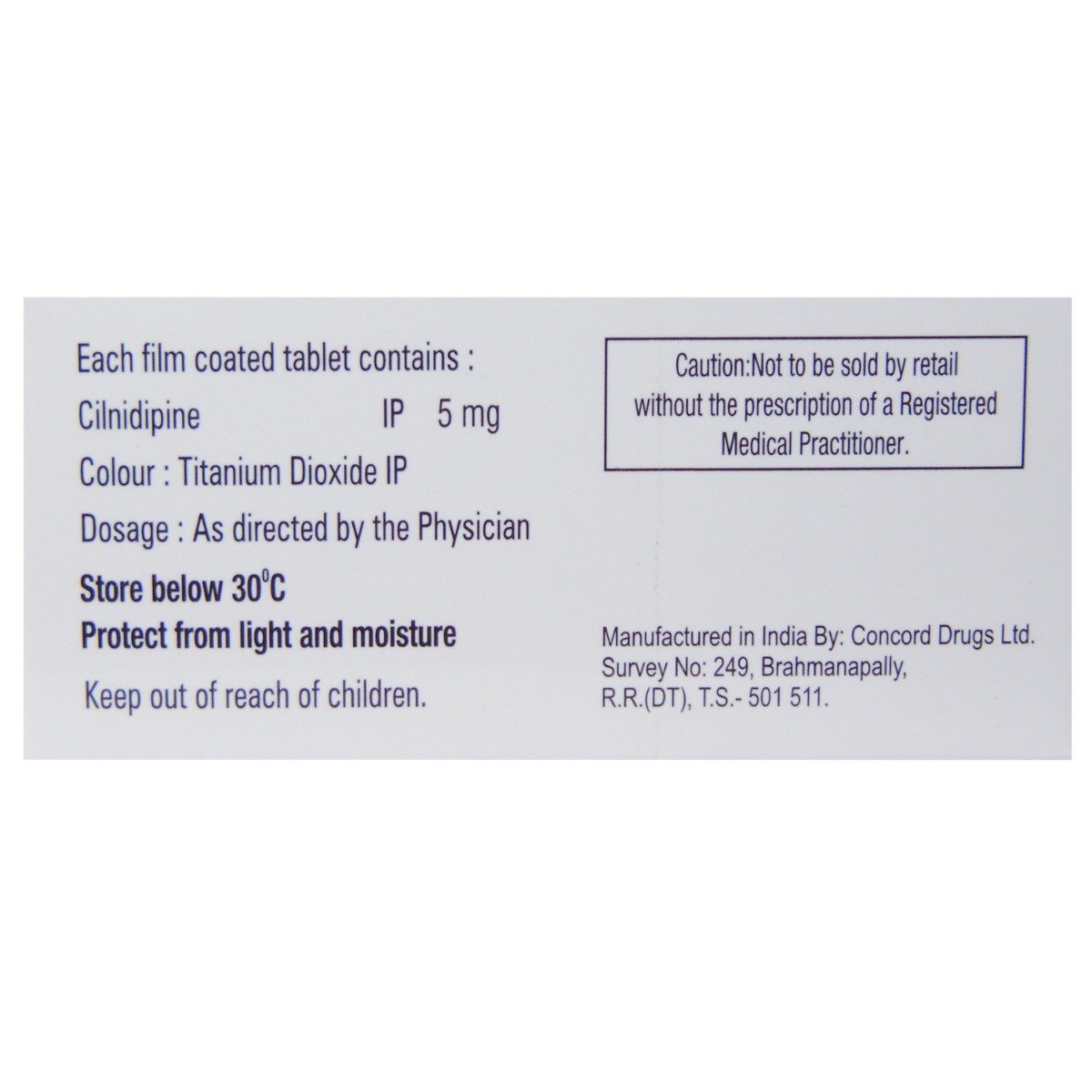 Cilock-5 Tablet 10's, Pack of 10 TABLETS Cilock-5 Tablet 10's, Pack of 10 TABLETS