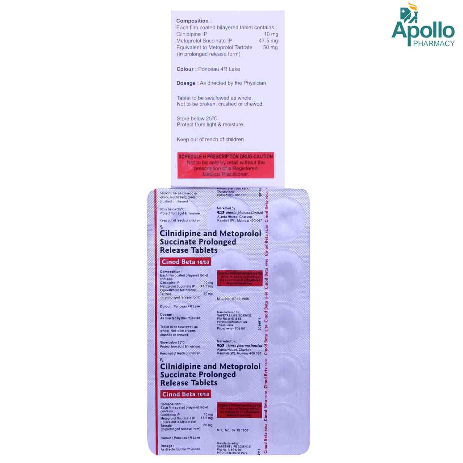 Cinod Beta 10/50 Tablet 15's, Pack of 15 TabletS Cinod Beta 10/50 Tablet 15's, Pack of 15 TabletS