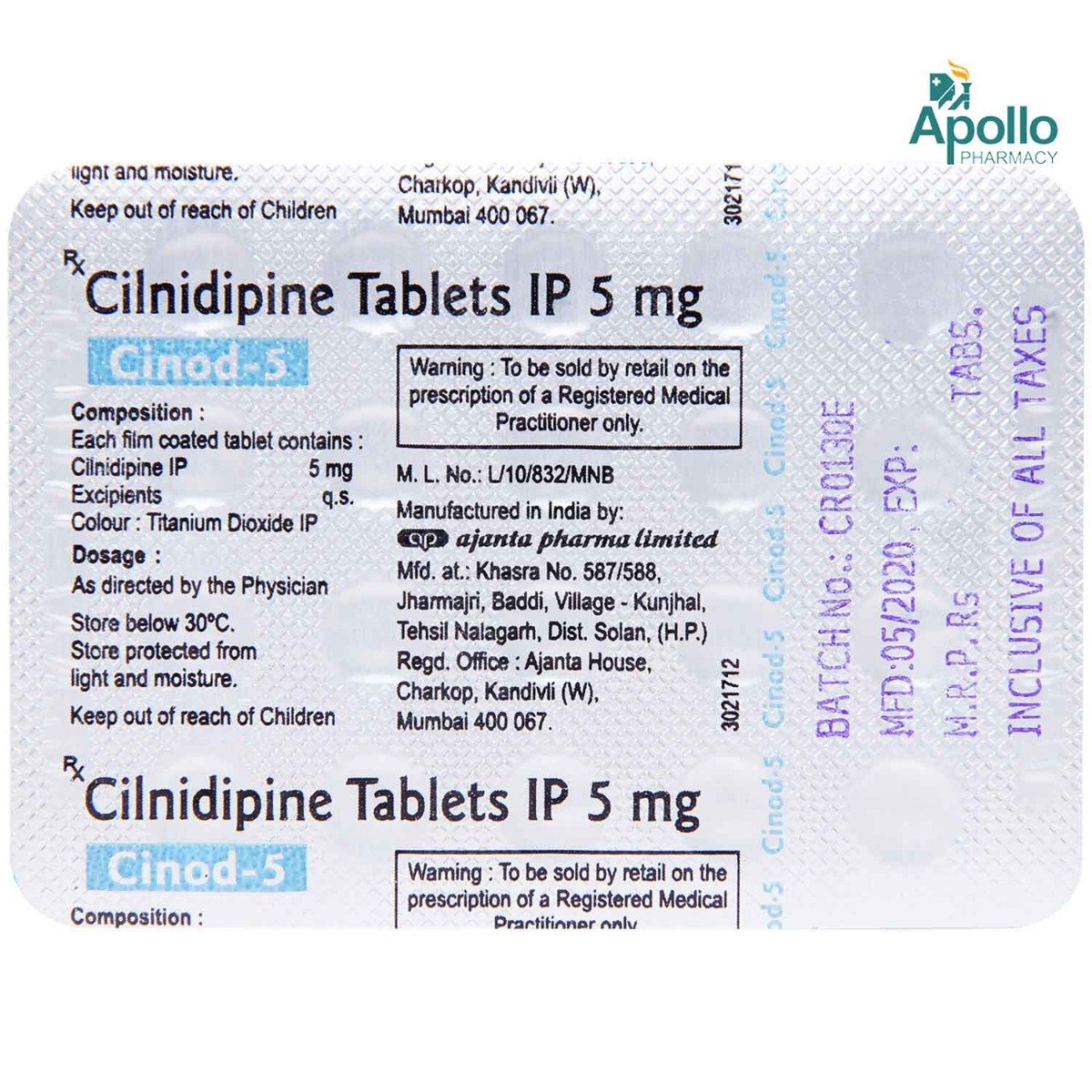 Cinod-5 Tablet 20's, Pack of 20 TABLETS Cinod-5 Tablet 20's, Pack of 20 TABLETS
