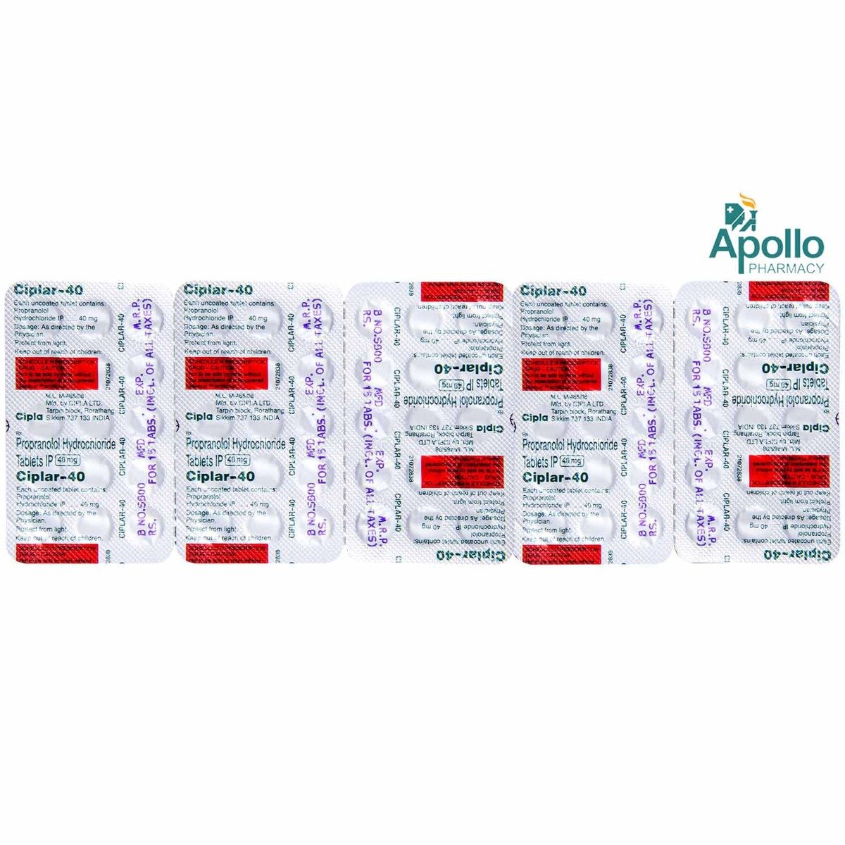 Ciplar-40 Tablet 15's, Pack of 15 TABLETS Ciplar-40 Tablet 15's, Pack of 15 TABLETS