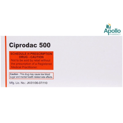 Ciprodac 500 Tablet 10's, Pack of 10 TABLETS