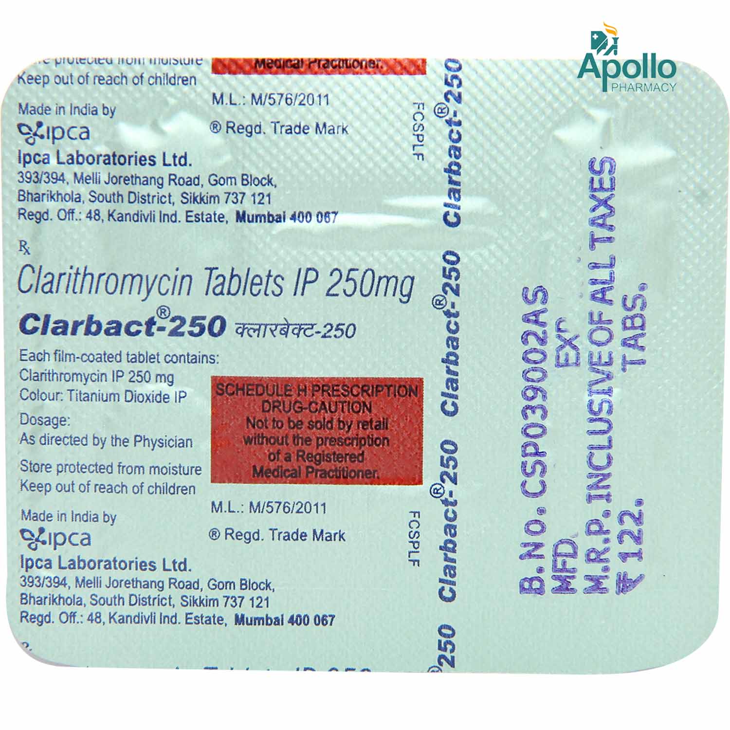 Clarbact 250 Tablet 4's, Pack of 4 TabletS Clarbact 250 Tablet 4's, Pack of 4 TabletS