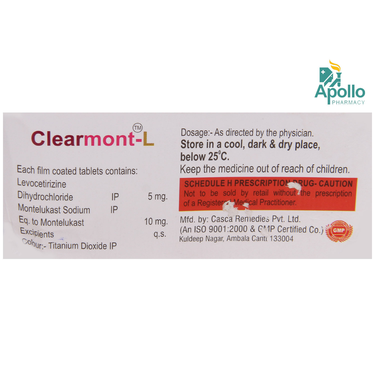 Clearmont-L Tablet 10's, Pack of 10 TABLETS Clearmont-L Tablet 10's, Pack of 10 TABLETS