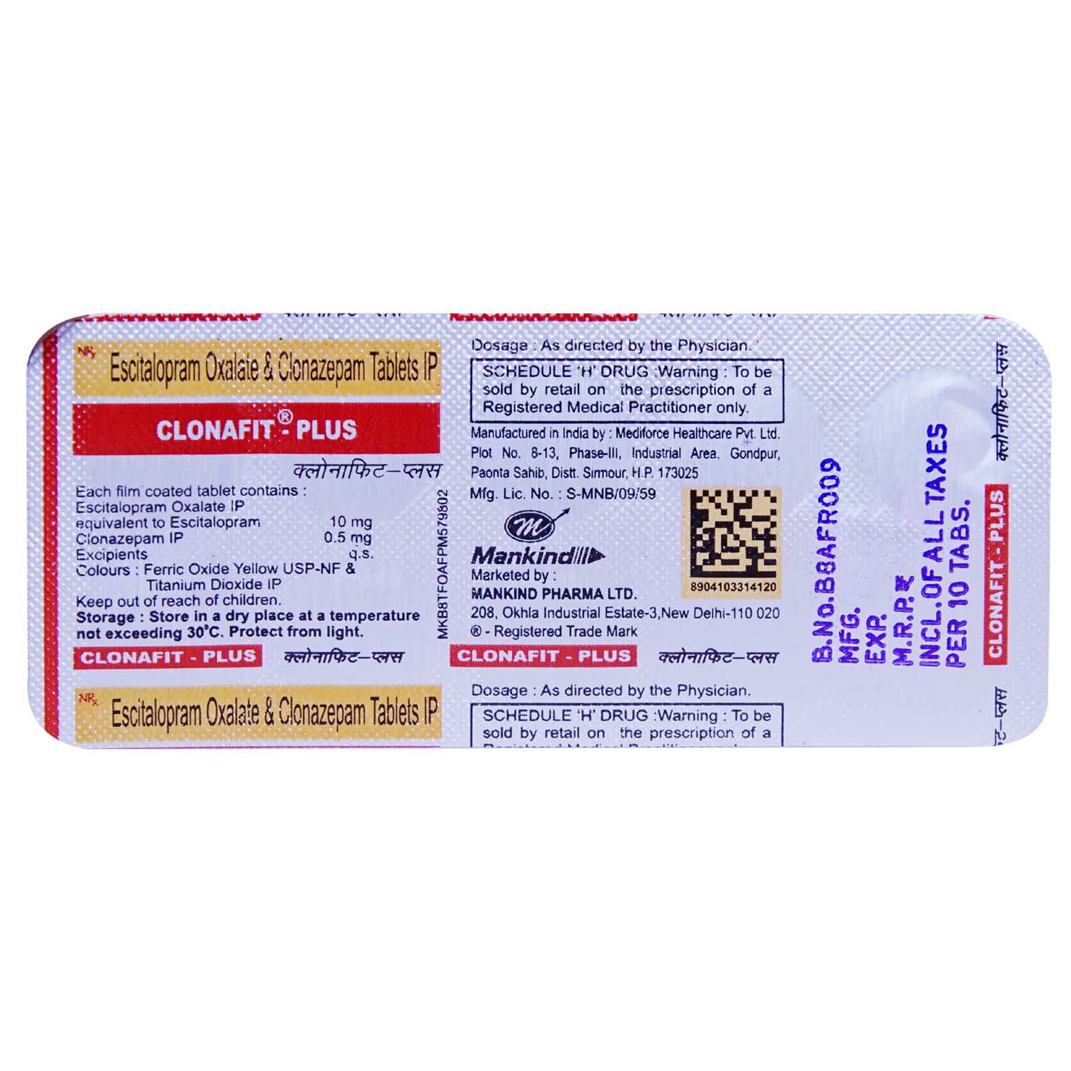 Clonafit Plus Tablet 10's, Pack of 10 TABLETS Clonafit Plus Tablet 10's, Pack of 10 TABLETS