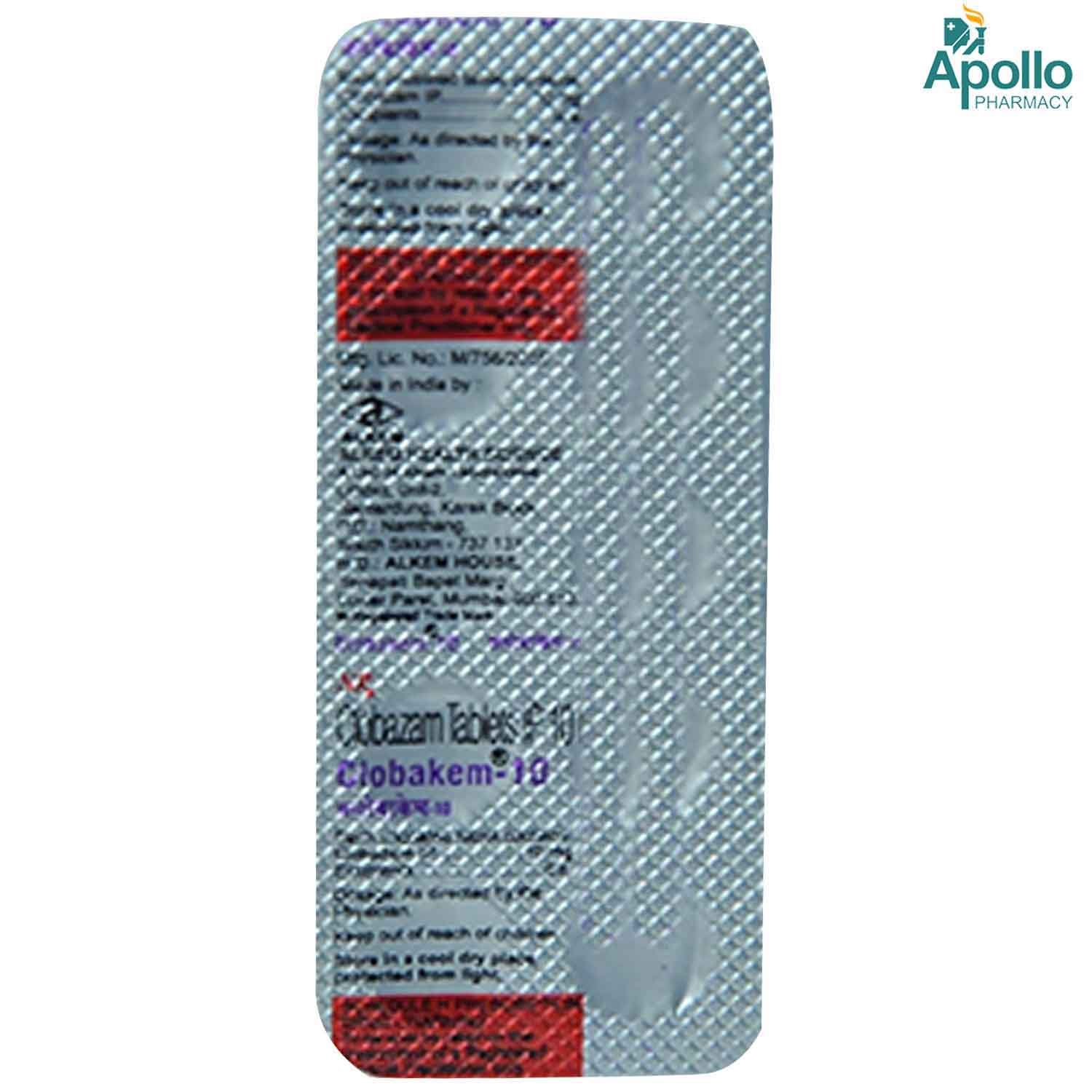 Clobakem 10 mg Tablet 10's, Pack of 10 TabletS Clobakem 10 mg Tablet 10's, Pack of 10 TabletS