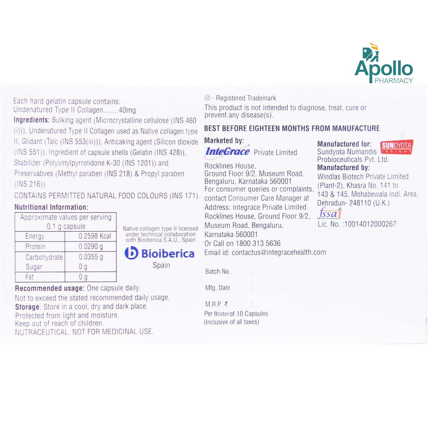 Collasmart Capsule 10's, Pack of 10 CAPSULES Collasmart Capsule 10's, Pack of 10 CAPSULES