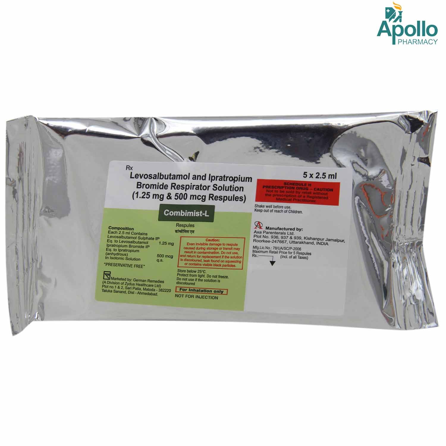 Combimist-L Respules 5 x 2.5 ml, Pack of 5 RespulesS Combimist-L Respules 5 x 2.5 ml, Pack of 5 RespulesS