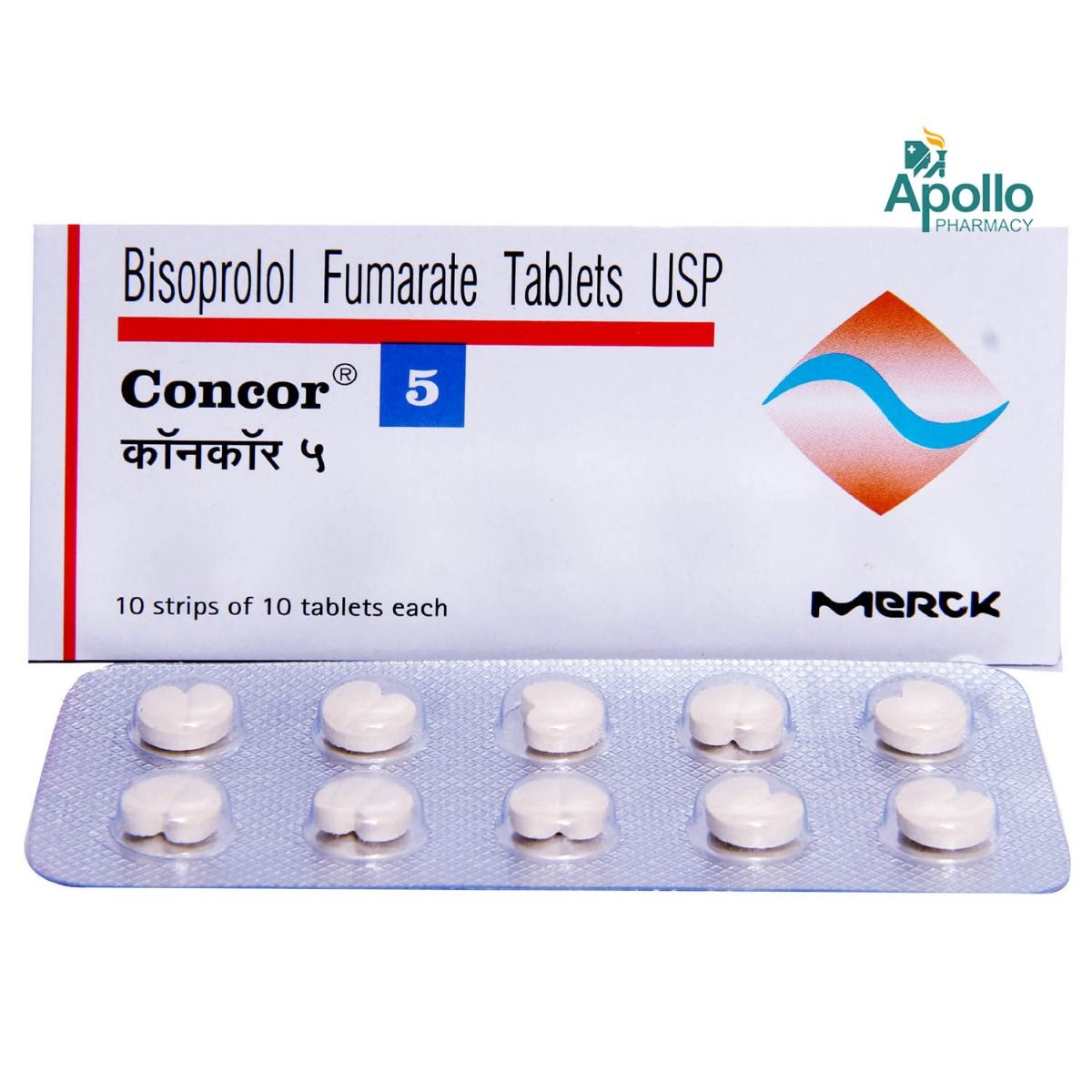Concor 5 Tablet 10's, Pack of 10 TABLETS Concor 5 Tablet 10's, Pack of 10 TABLETS