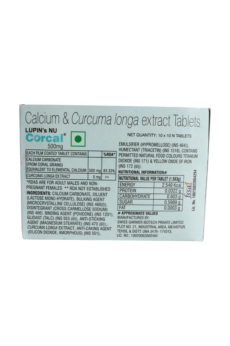 Corcal 500 mg Tablet 10's, Pack of 10 TABLETS Corcal 500 mg Tablet 10's, Pack of 10 TABLETS