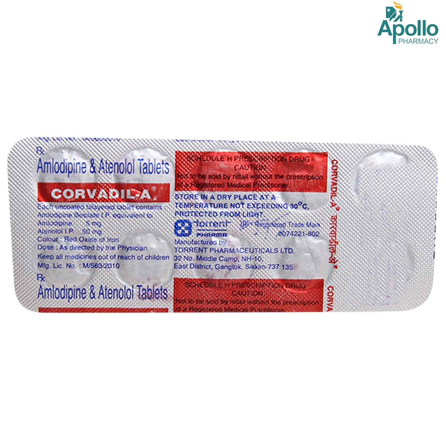 Corvadil A 5 mg/50 mg Tablet 10's, Pack of 10 TABLETS Corvadil A 5 mg/50 mg Tablet 10's, Pack of 10 TABLETS