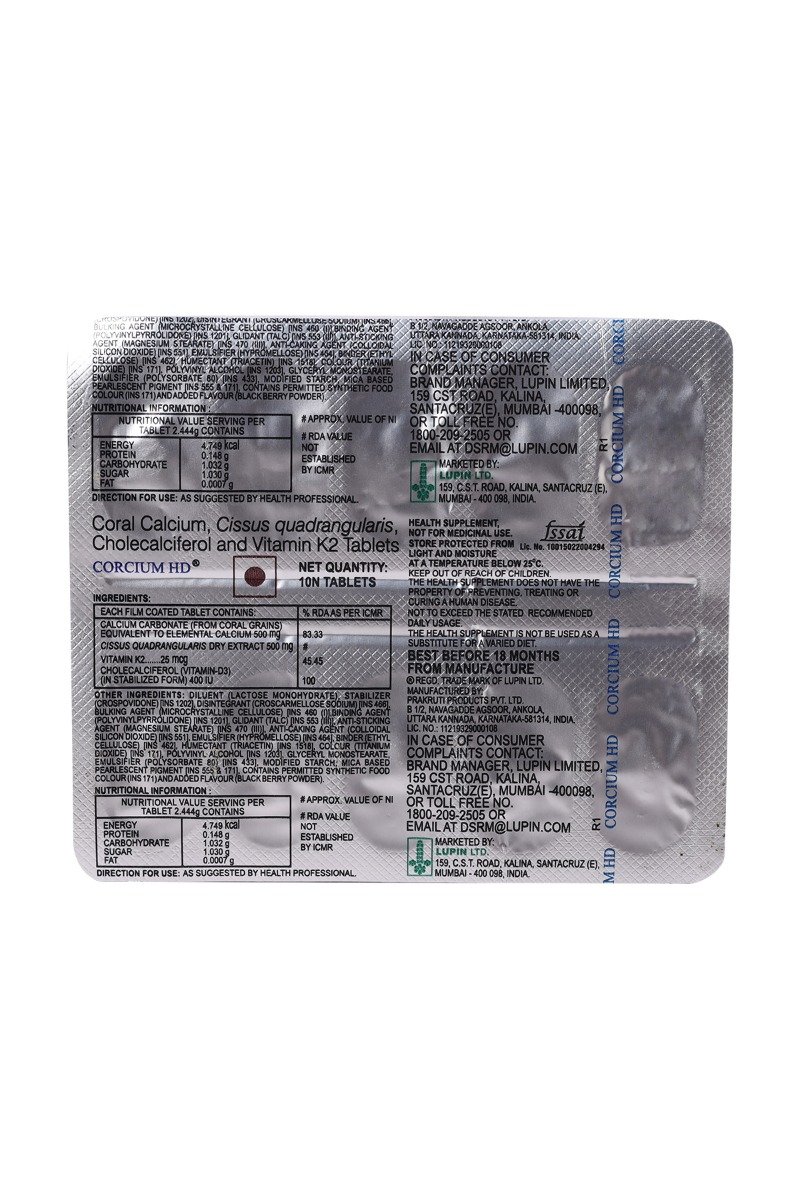 Corcium HD Tablet 10's, Pack of 10 Corcium HD Tablet 10's, Pack of 10