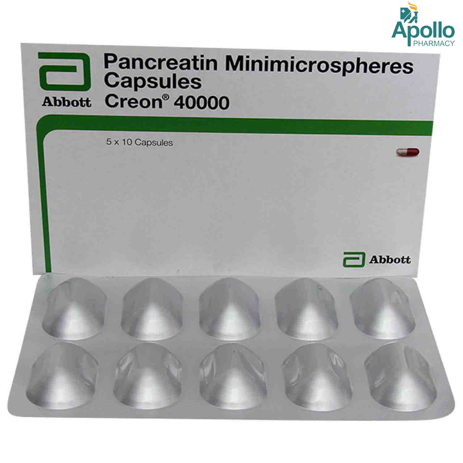 Creon 40000 Capsule 10's, Pack of 10 CAPSULES Creon 40000 Capsule 10's, Pack of 10 CAPSULES