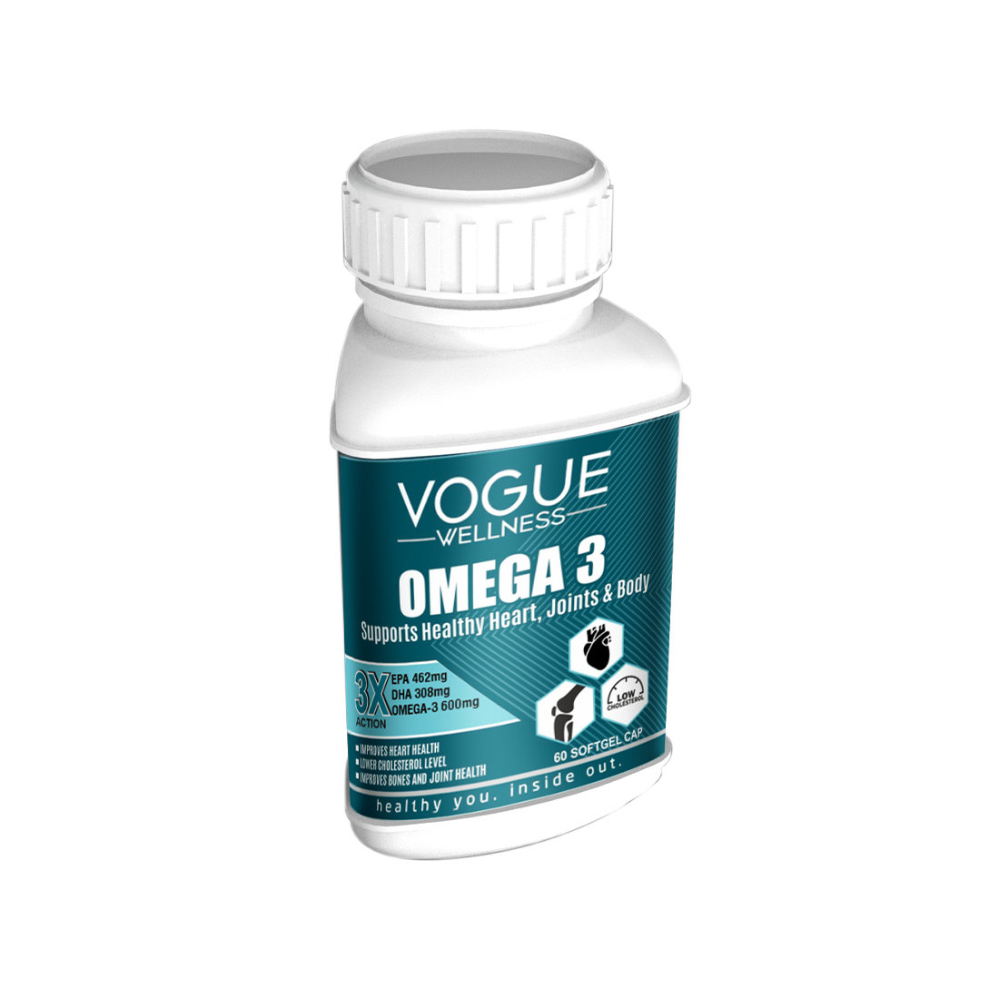 Vogue Wellness Omega 3, 60 Softgel Capsules, Pack of 1 Vogue Wellness Omega 3, 60 Softgel Capsules, Pack of 1