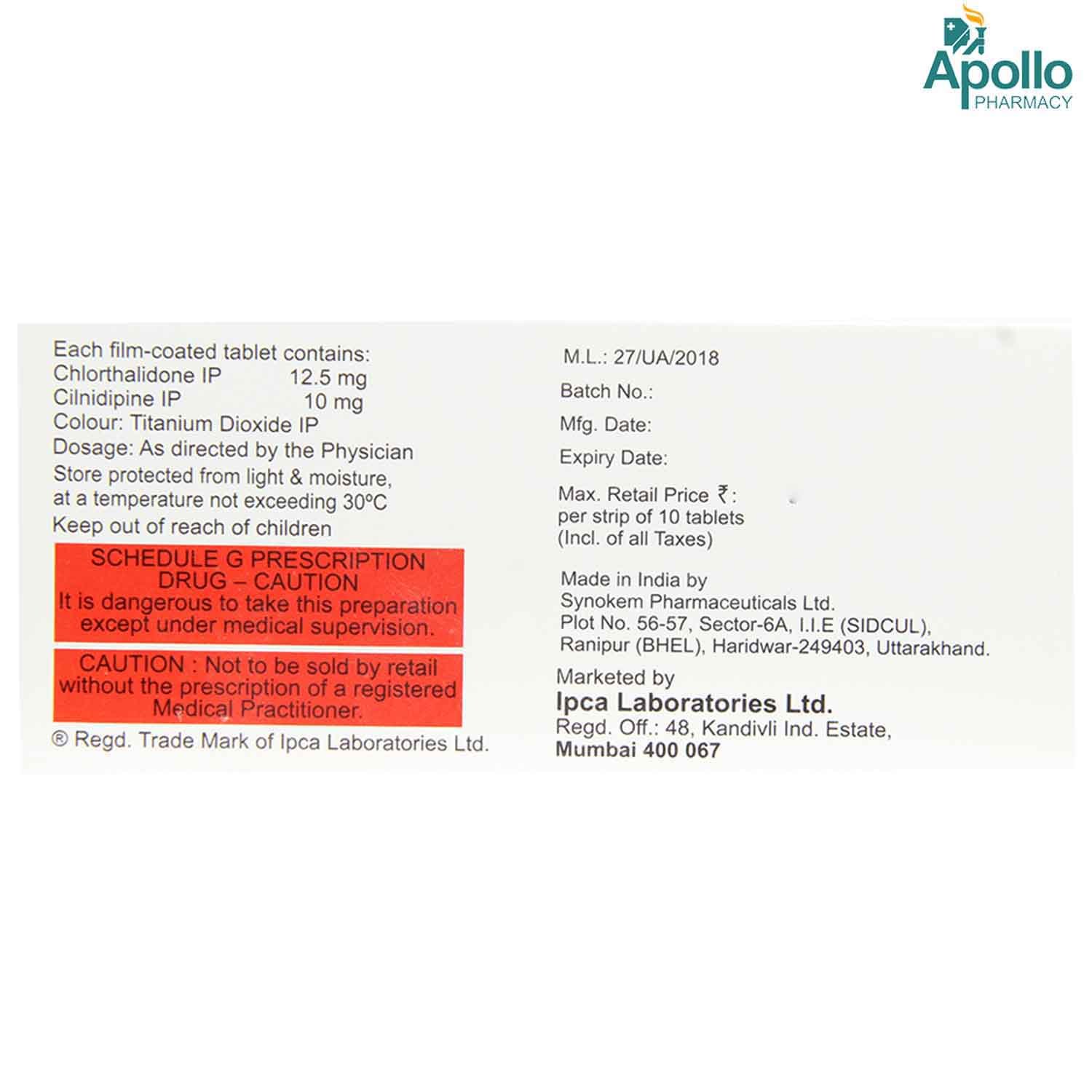 CTD C 12.5/10MG TABLET 10'S, Pack of 10 TabletS CTD C 12.5/10MG TABLET 10'S, Pack of 10 TabletS