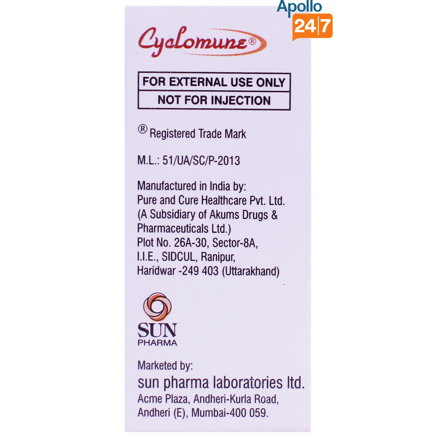 Cyclomune 0.1% Eye Drops 3 ml, Pack of 1 EYE DROPS Cyclomune 0.1% Eye Drops 3 ml, Pack of 1 EYE DROPS