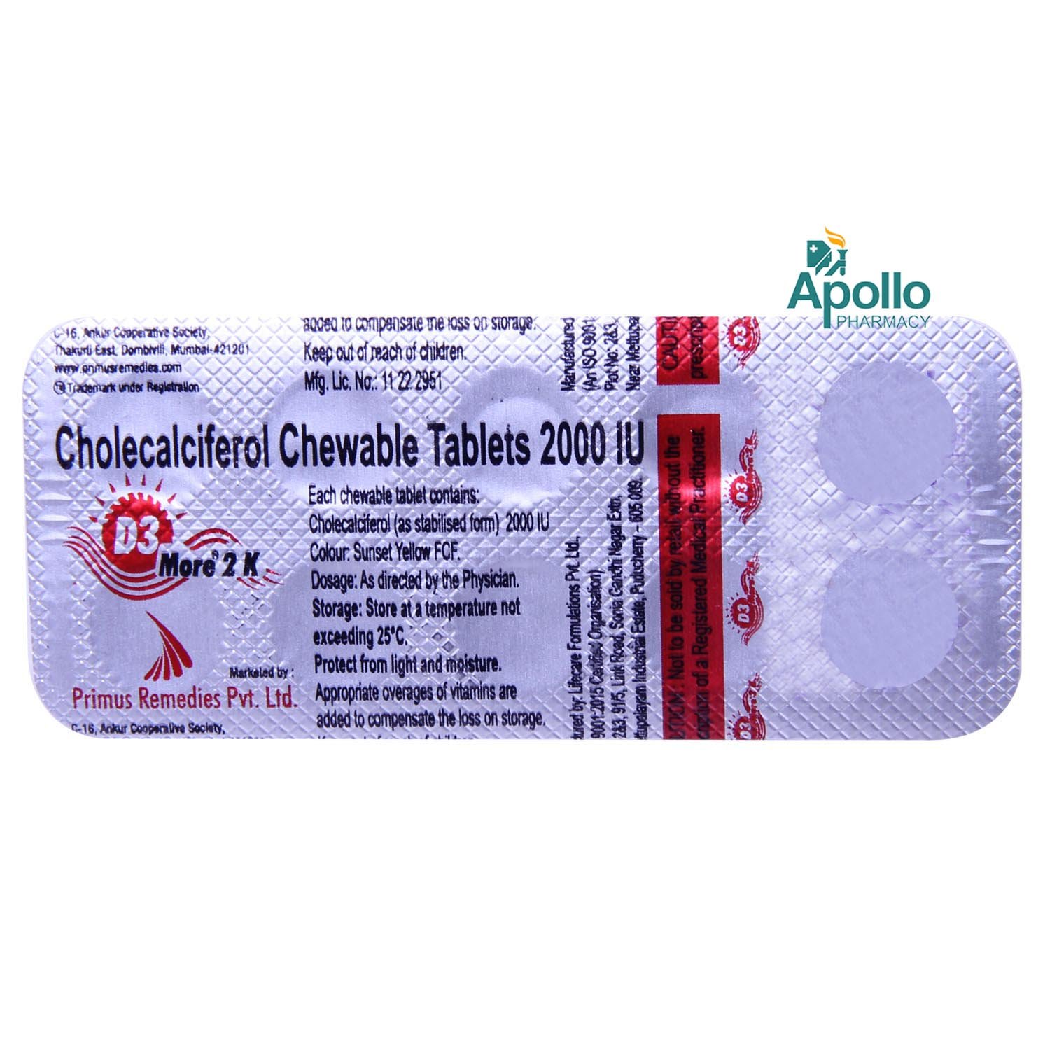 D3 More 2K Chewable Tablet 10's, Pack of 10 D3 More 2K Chewable Tablet 10's, Pack of 10