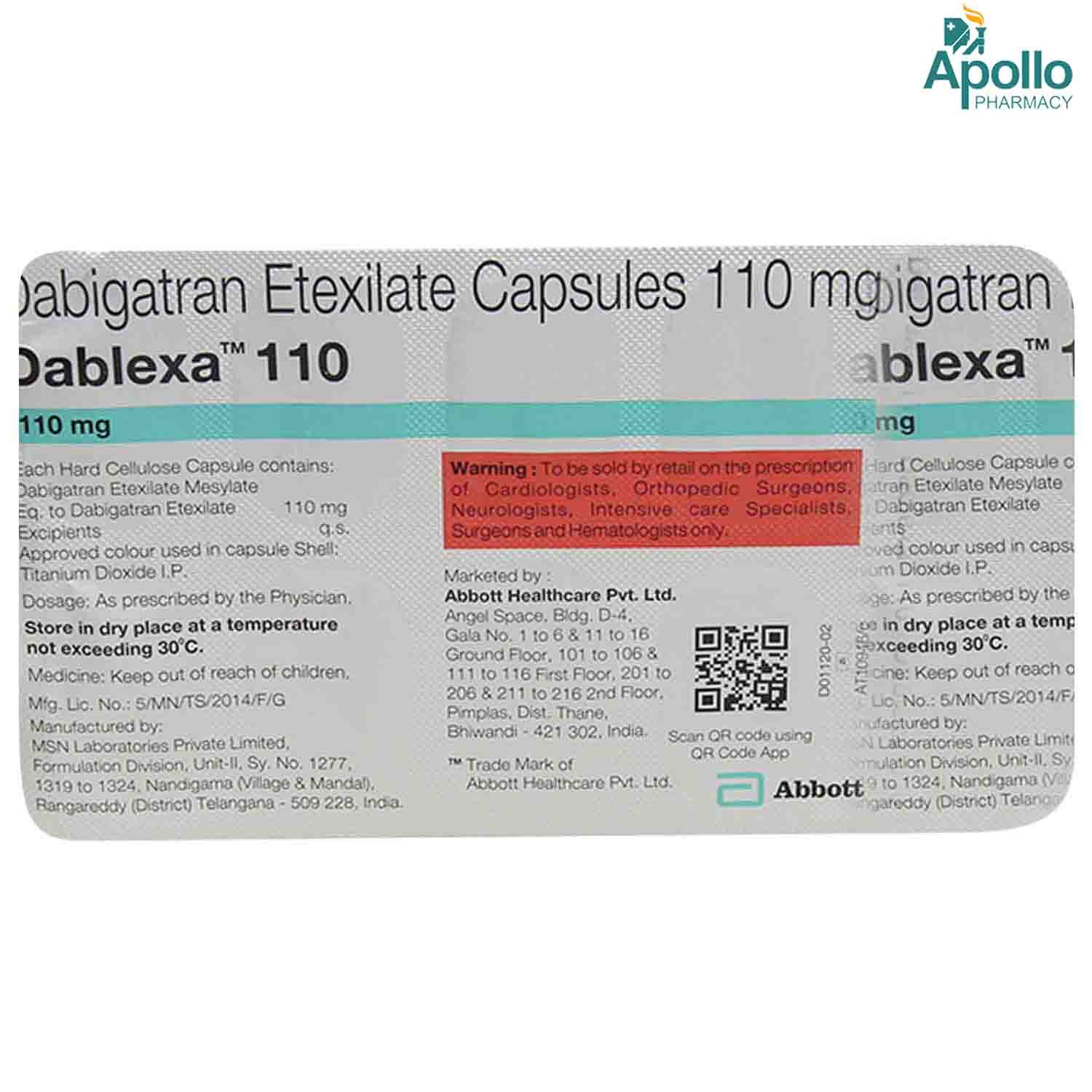 Dablexa 110 Capsule 10's, Pack of 10 CAPSULES Dablexa 110 Capsule 10's, Pack of 10 CAPSULES