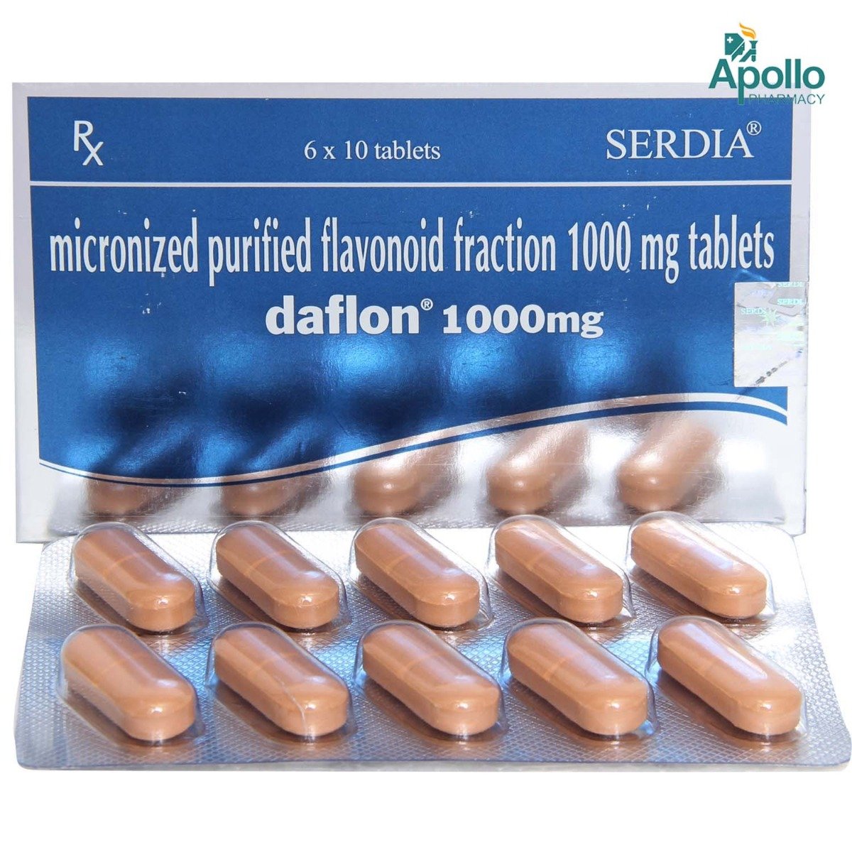 Daflon 1000 mg Tablet 10's, Pack of 10 TABLETS Daflon 1000 mg Tablet 10's, Pack of 10 TABLETS