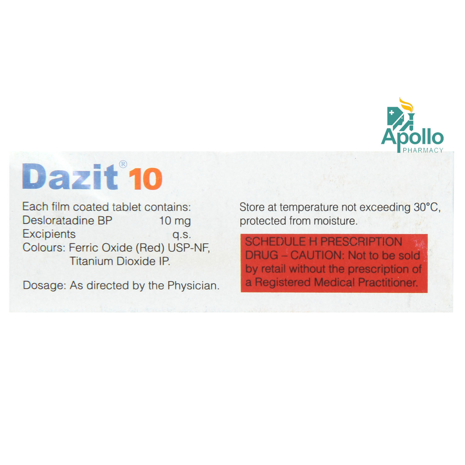 Dazit 10 Tablet 10's, Pack of 10 TABLETS Dazit 10 Tablet 10's, Pack of 10 TABLETS