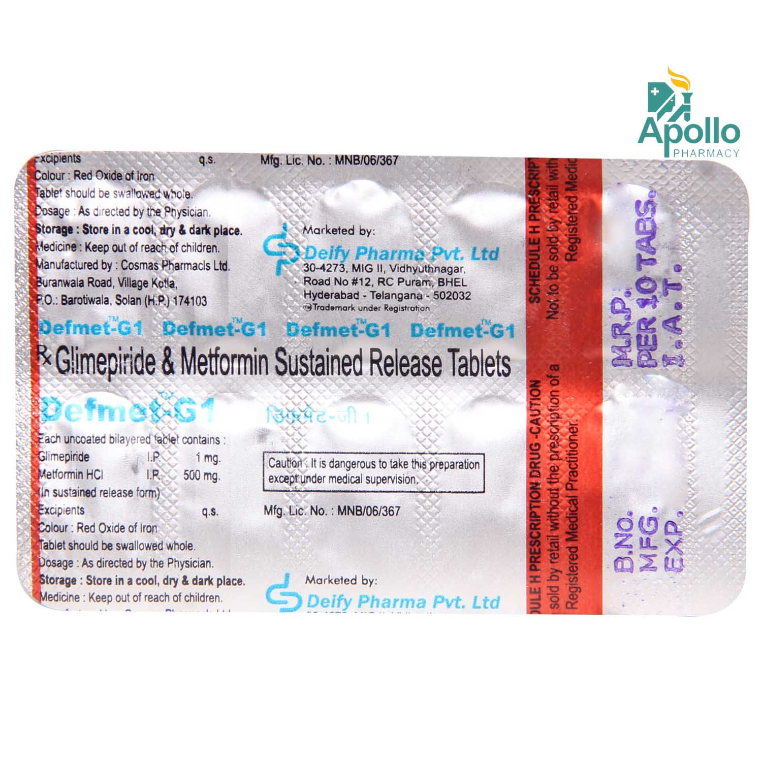 Defmet-G1 Tablet 10's, Pack of 10 TABLETS Defmet-G1 Tablet 10's, Pack of 10 TABLETS