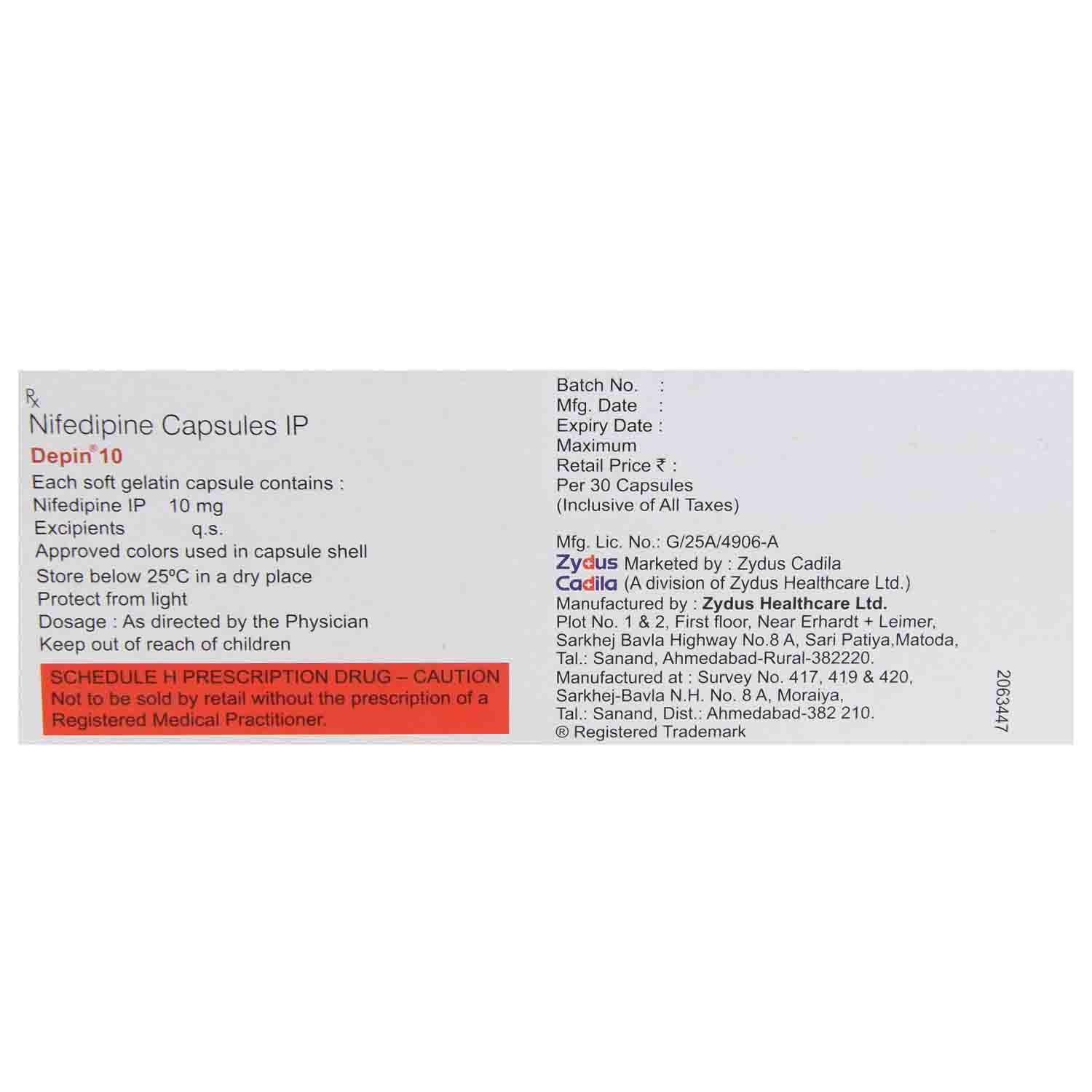 Depin 10 Capsule 30's, Pack of 30 CAPSULES Depin 10 Capsule 30's, Pack of 30 CAPSULES