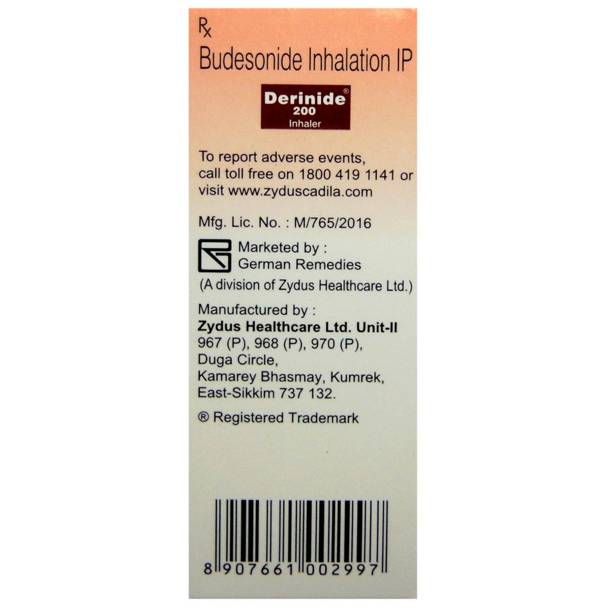 Derinide 200 Inhaler 1's, Pack of 1 Inhaler Derinide 200 Inhaler 1's, Pack of 1 Inhaler