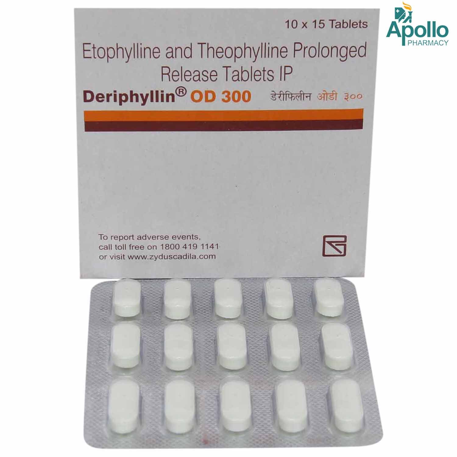 Deriphyllin OD 300 Tablet 15's, Pack of 15 TABLETS Deriphyllin OD 300 Tablet 15's, Pack of 15 TABLETS