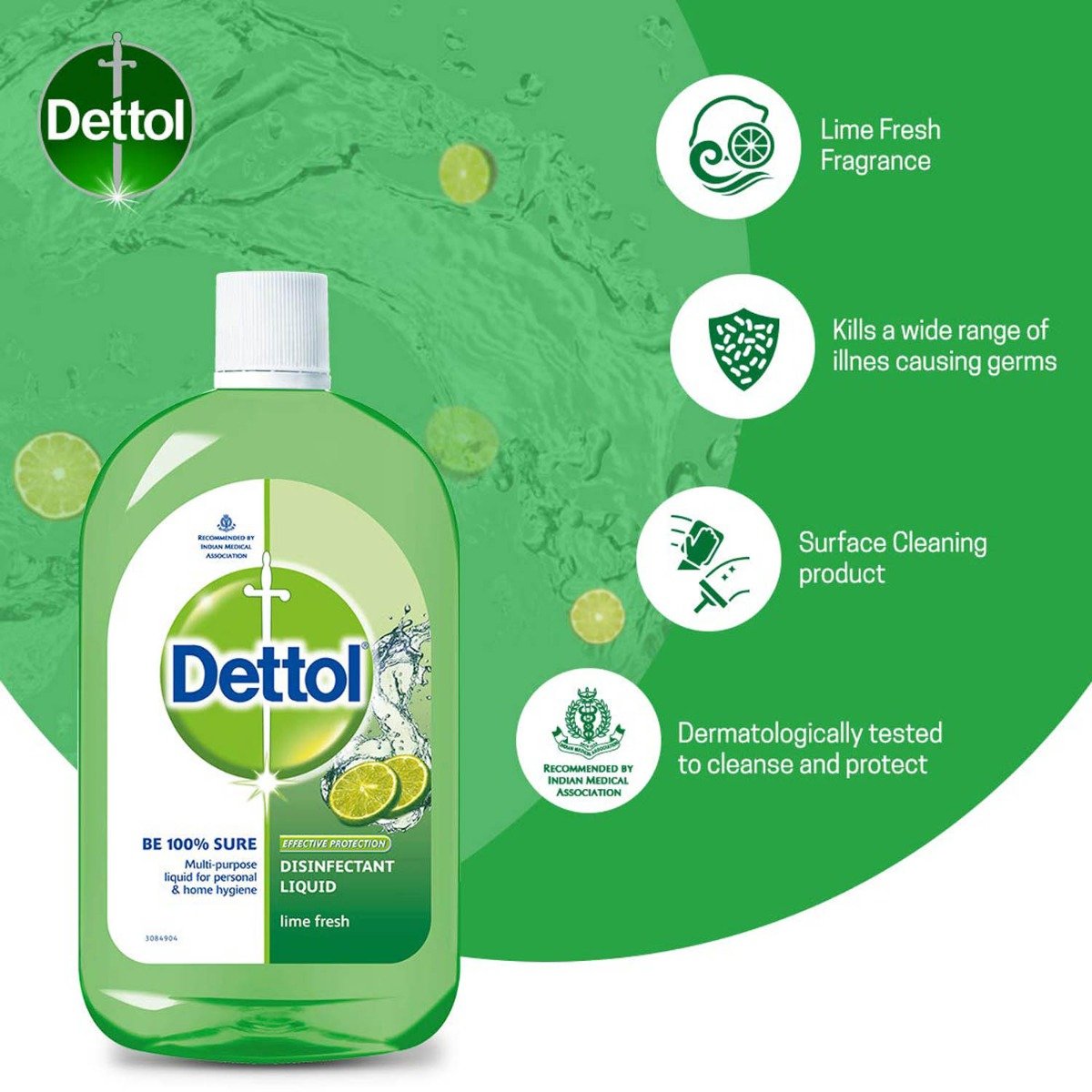 Dettol Lime Fresh Disinfectant Liquid, 1 Litre, Pack of 1 Dettol Lime Fresh Disinfectant Liquid, 1 Litre, Pack of 1