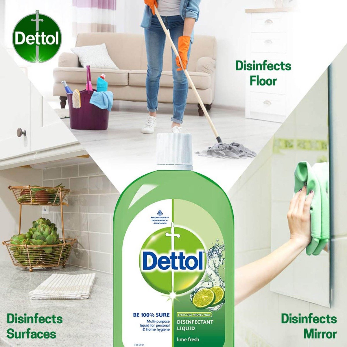 Dettol Lime Fresh Disinfectant Liquid, 1 Litre, Pack of 1 Dettol Lime Fresh Disinfectant Liquid, 1 Litre, Pack of 1