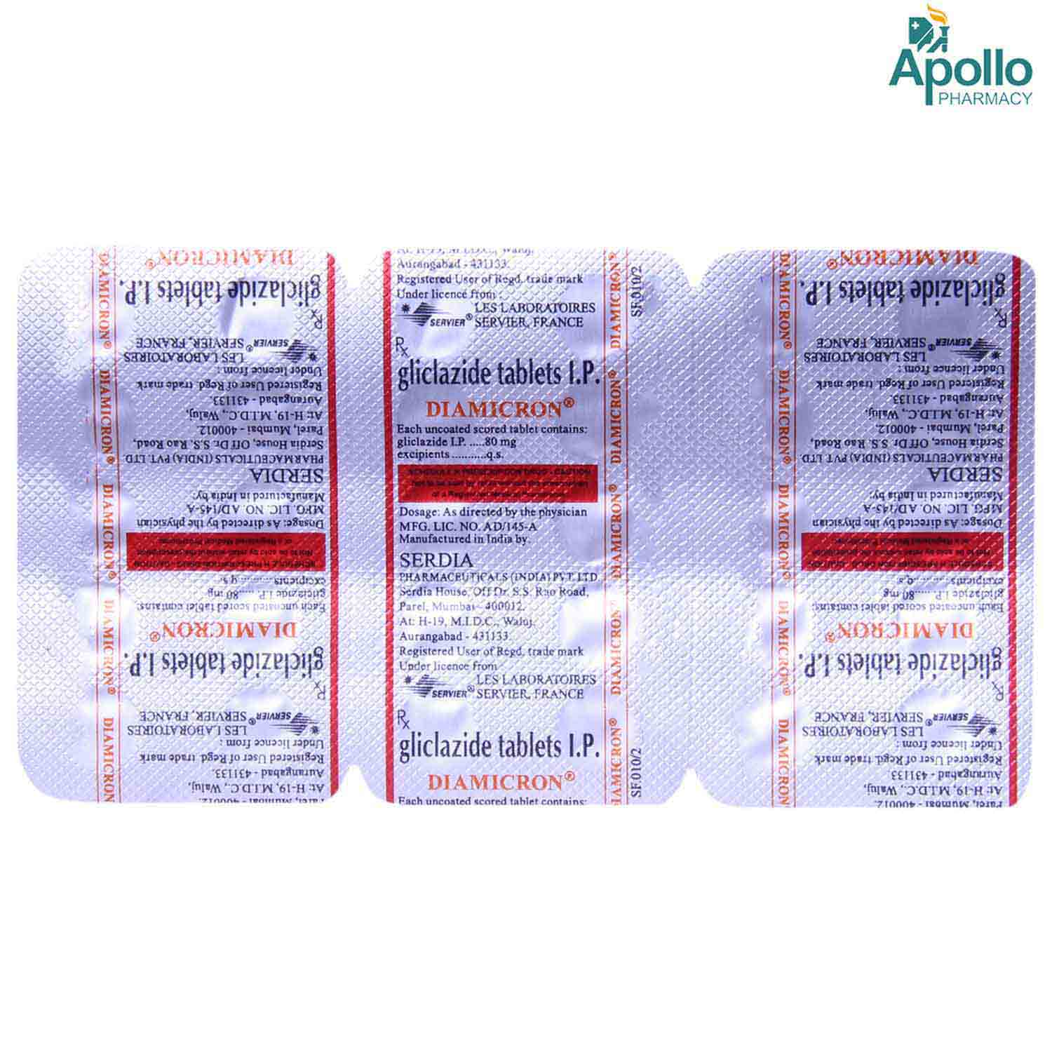 Diamicron Tablet 10's, Pack of 10 TABLETS Diamicron Tablet 10's, Pack of 10 TABLETS