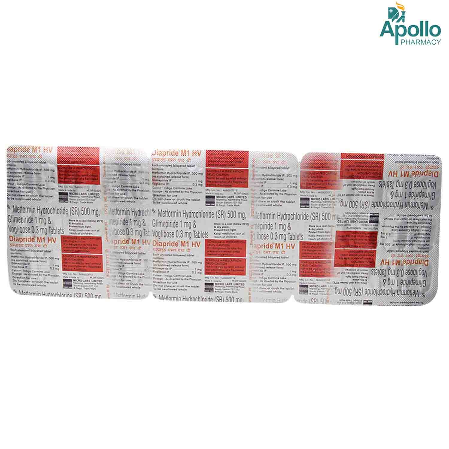 Diapride M1 HV Tablet 15's, Pack of 15 TABLETS Diapride M1 HV Tablet 15's, Pack of 15 TABLETS