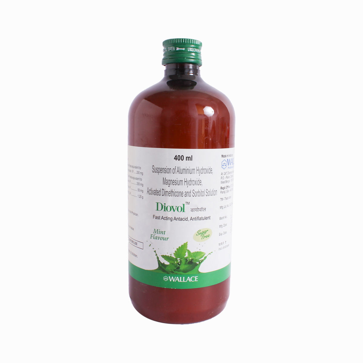 Buy Diovol Sugar Free Mint Oral Solution 400 ml Online