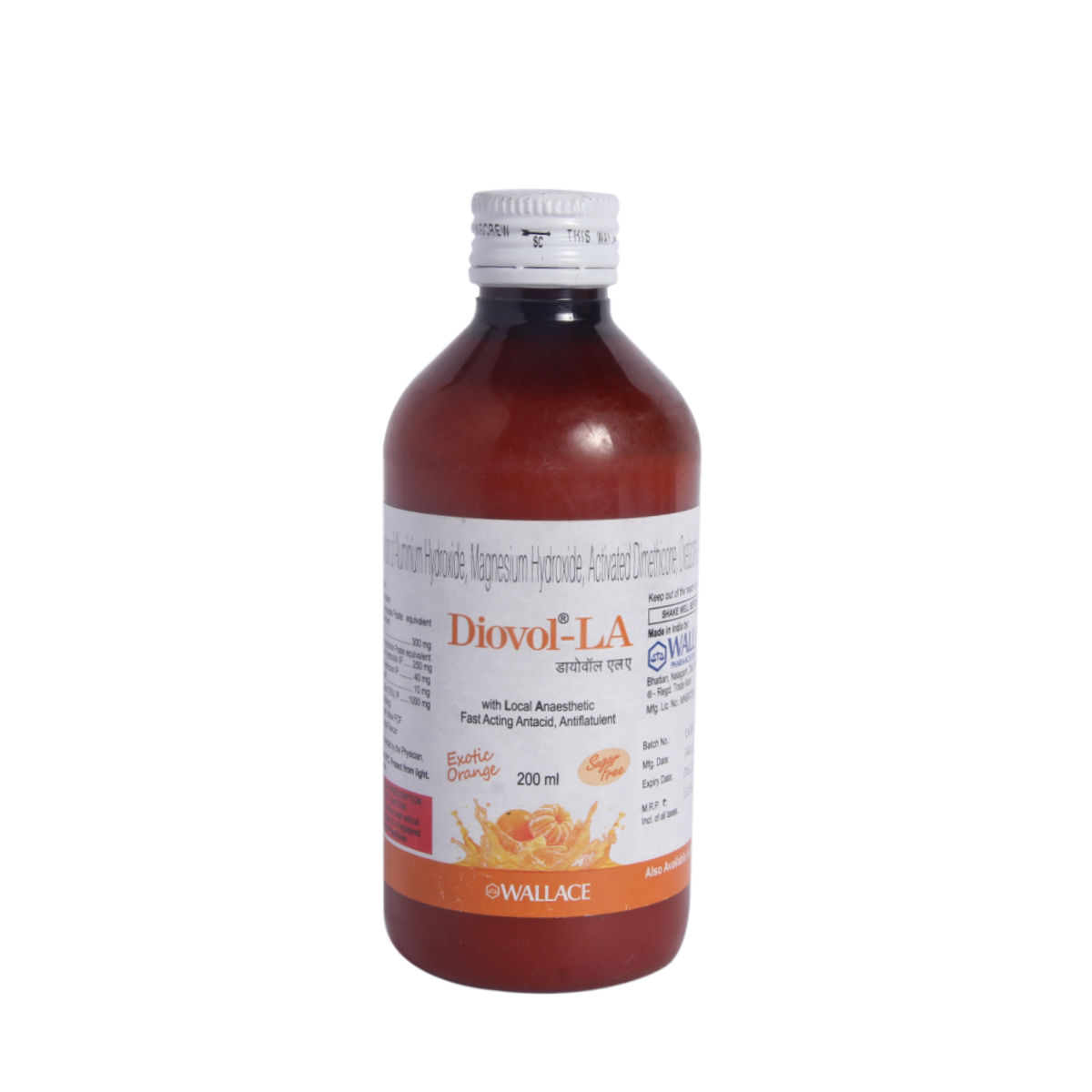 Buy Diovol-LA Sugar Free Exotic Orange Suspension 200 ml Online