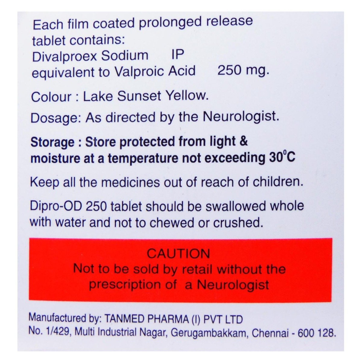 Dipro OD 250 Tablet 10's, Pack of 10 TABLETS Dipro OD 250 Tablet 10's, Pack of 10 TABLETS